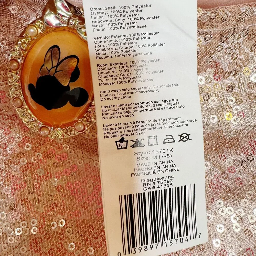 Disney Girls Minnie Mouse Rose Gold Costume Size 7/8 Dress Only *No Ears* WDW - Picture 4 of 4